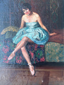 Oil Painting on Canvas of a Portrait of a Ballerina Neapolitan School 40s