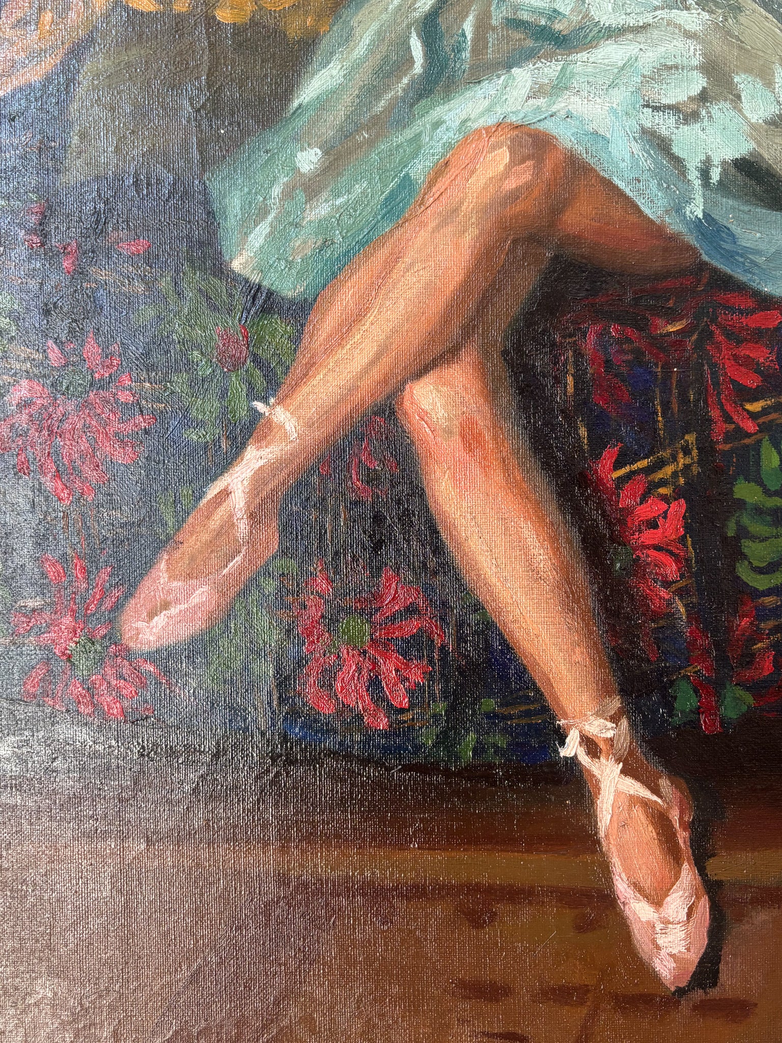 Oil Painting on Canvas of a Portrait of a Ballerina Neapolitan School 40s