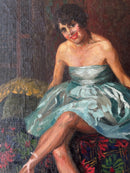 Oil Painting on Canvas of a Portrait of a Ballerina Neapolitan School 40s