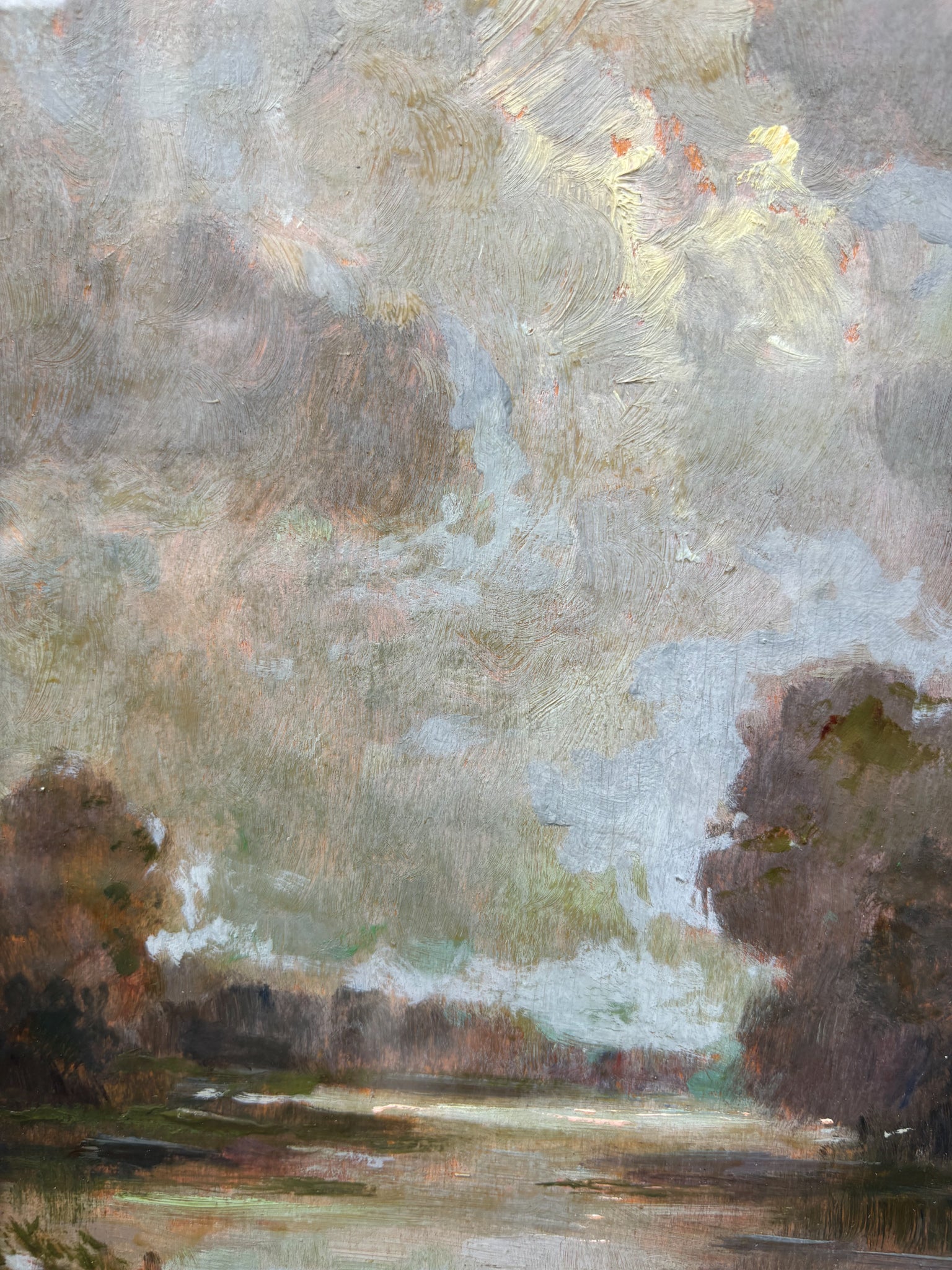 Oil on Panel Landscape Painting by Anacleto Moiraghi, 1920s