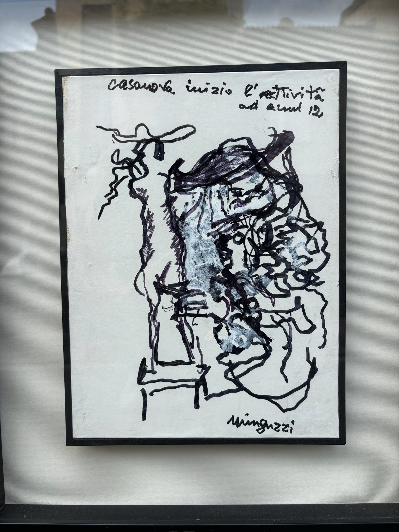 Mixed Technique on Framed Paper by Luciano Minguzzi, 1970s