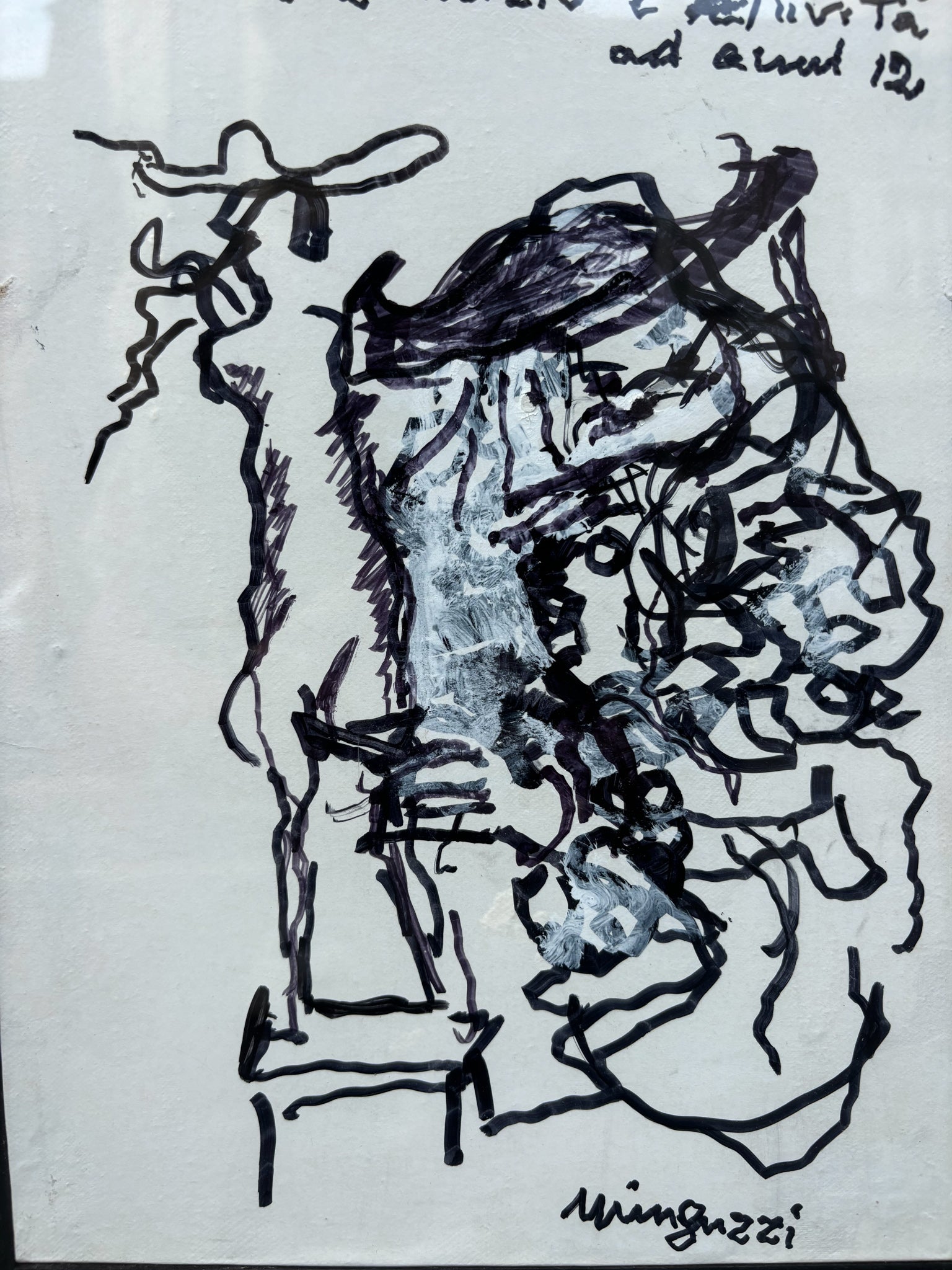 Mixed Technique on Framed Paper by Luciano Minguzzi, 1970s