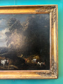 Flemish Painting Oil on Canvas of Landscape with Figures from the 18th Century