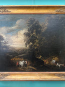 Flemish Painting Oil on Canvas of Landscape with Figures from the 18th Century