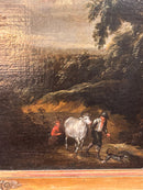 Flemish Painting Oil on Canvas of Landscape with Figures from the 18th Century