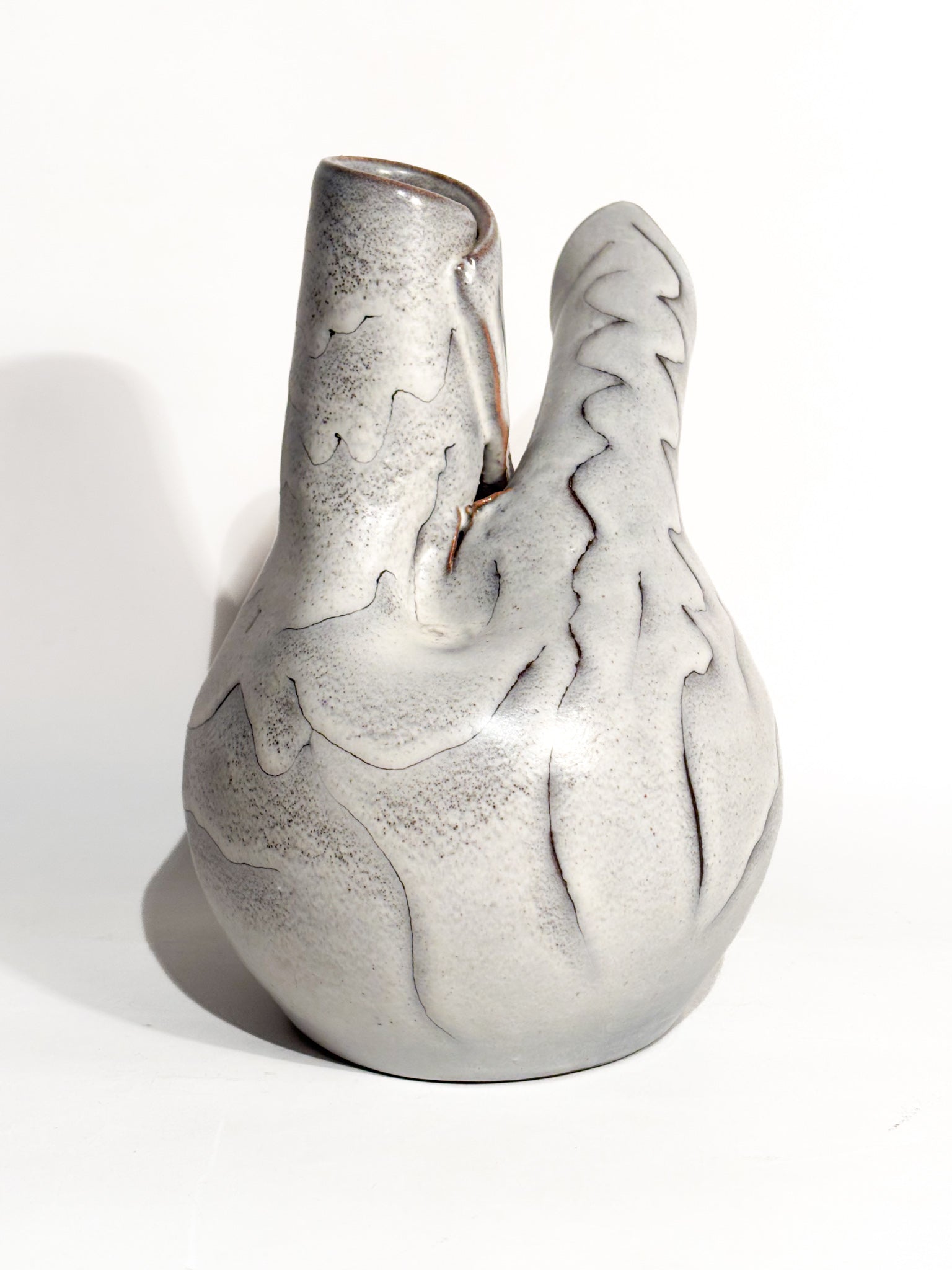 Vaso Astratto in Gres Smaltato Grigio Anni 60