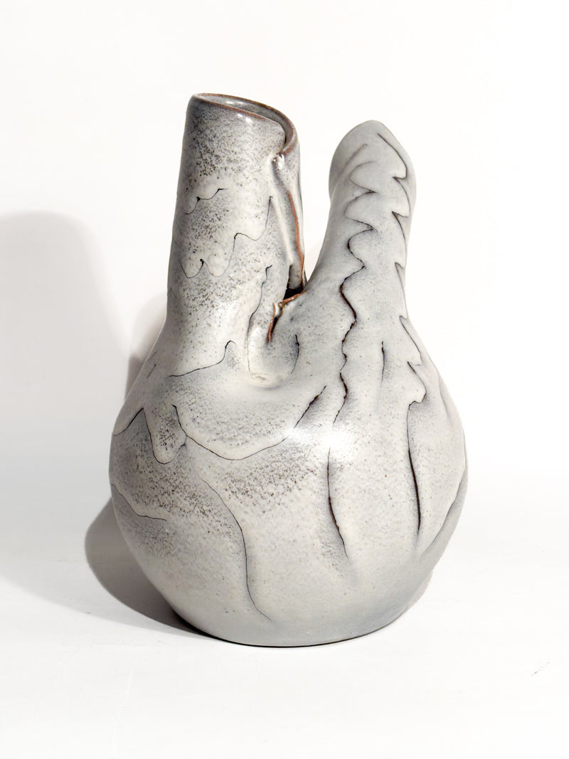 Vaso Astratto in Gres Smaltato Grigio Anni 60