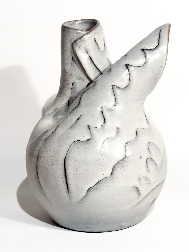 Vaso Astratto in Gres Smaltato Grigio Anni 60