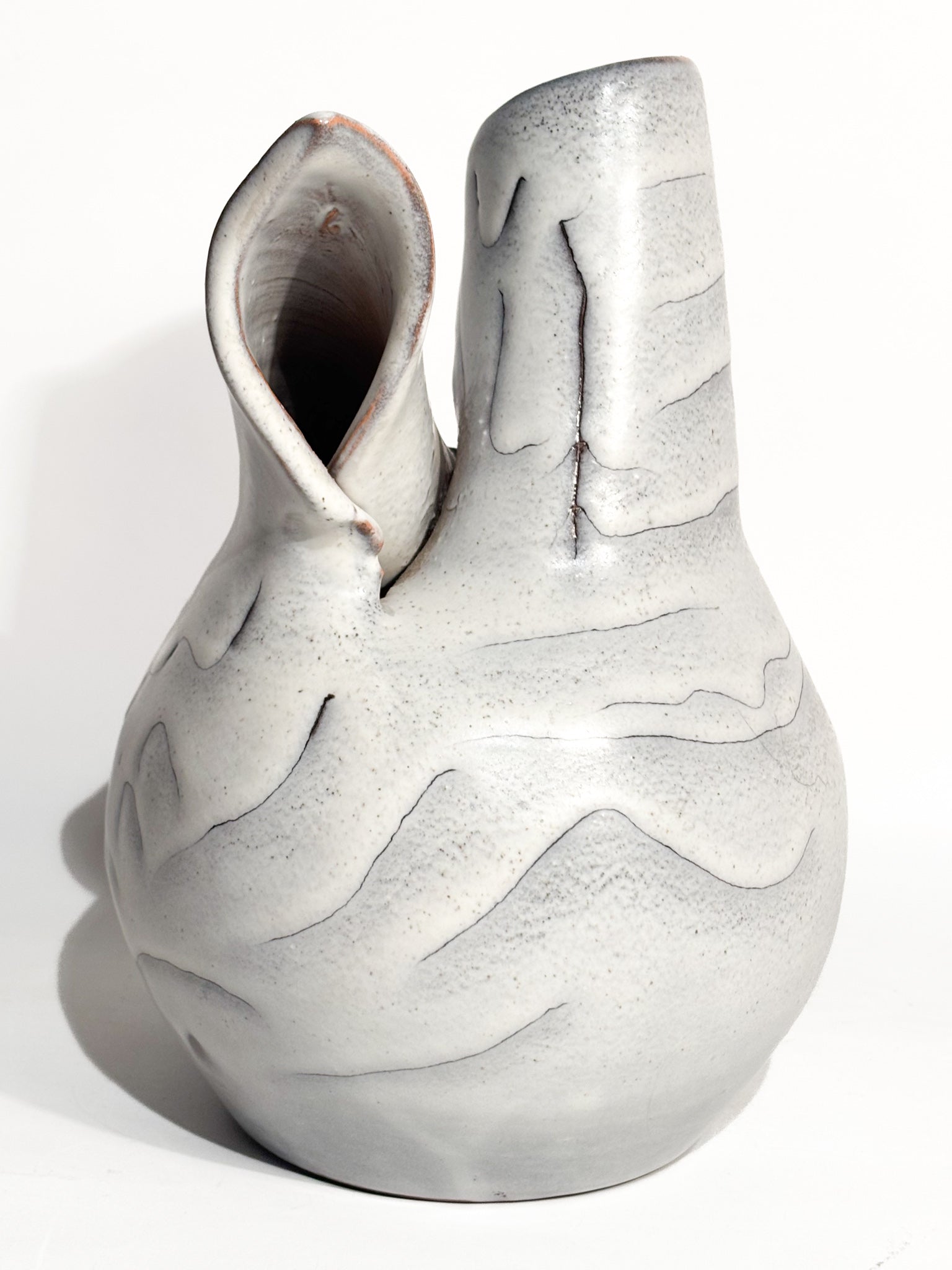 Vaso Astratto in Gres Smaltato Grigio Anni 60