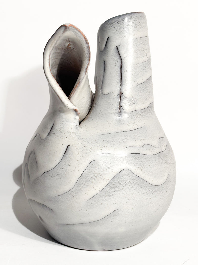 Vaso Astratto in Gres Smaltato Grigio Anni 60