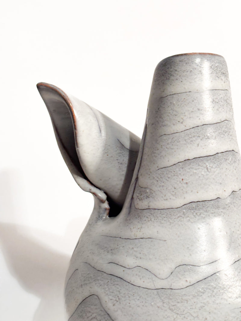 Vaso Astratto in Gres Smaltato Grigio Anni 60