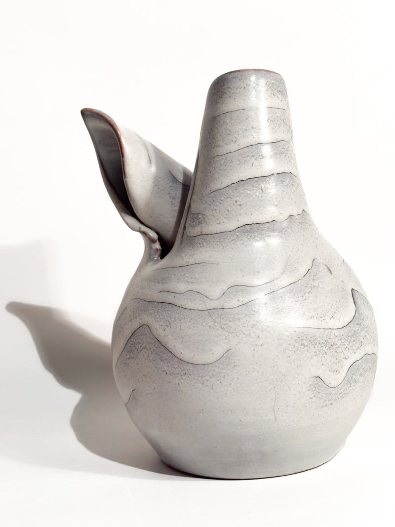 Vaso Astratto in Gres Smaltato Grigio Anni 60
