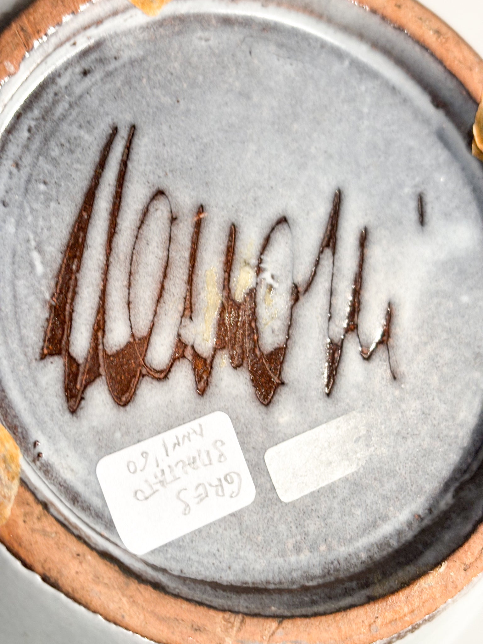 Vaso Astratto in Gres Smaltato Grigio Anni 60