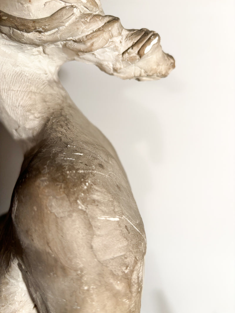 Art Nouveau Plaster Sculpture of a Female Nude on a Whale from the Early Twentieth Century