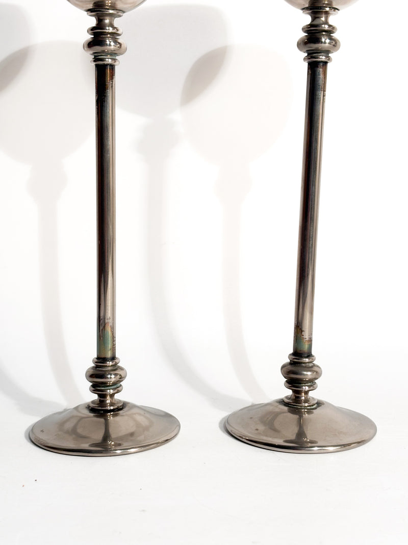 Coppia di Candelieri in Metallo Argentato Anni 60