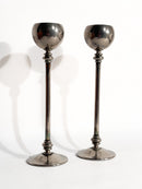 Coppia di Candelieri in Metallo Argentato Anni 60