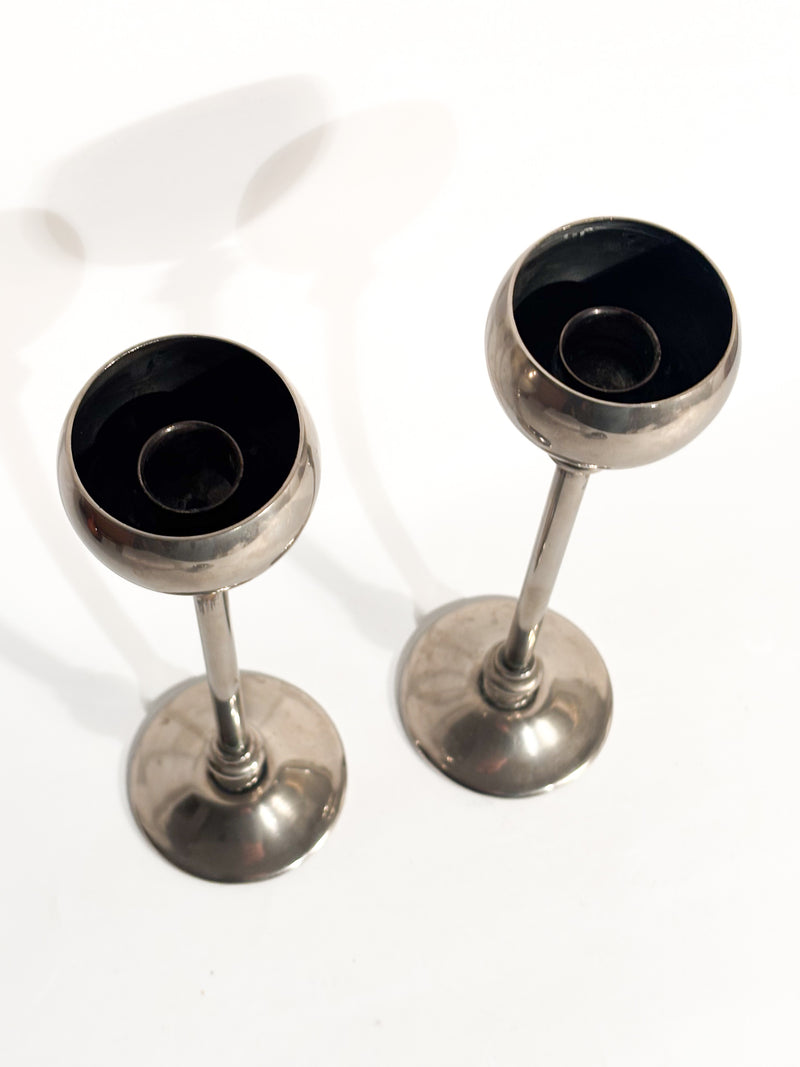 Coppia di Candelieri in Metallo Argentato Anni 60