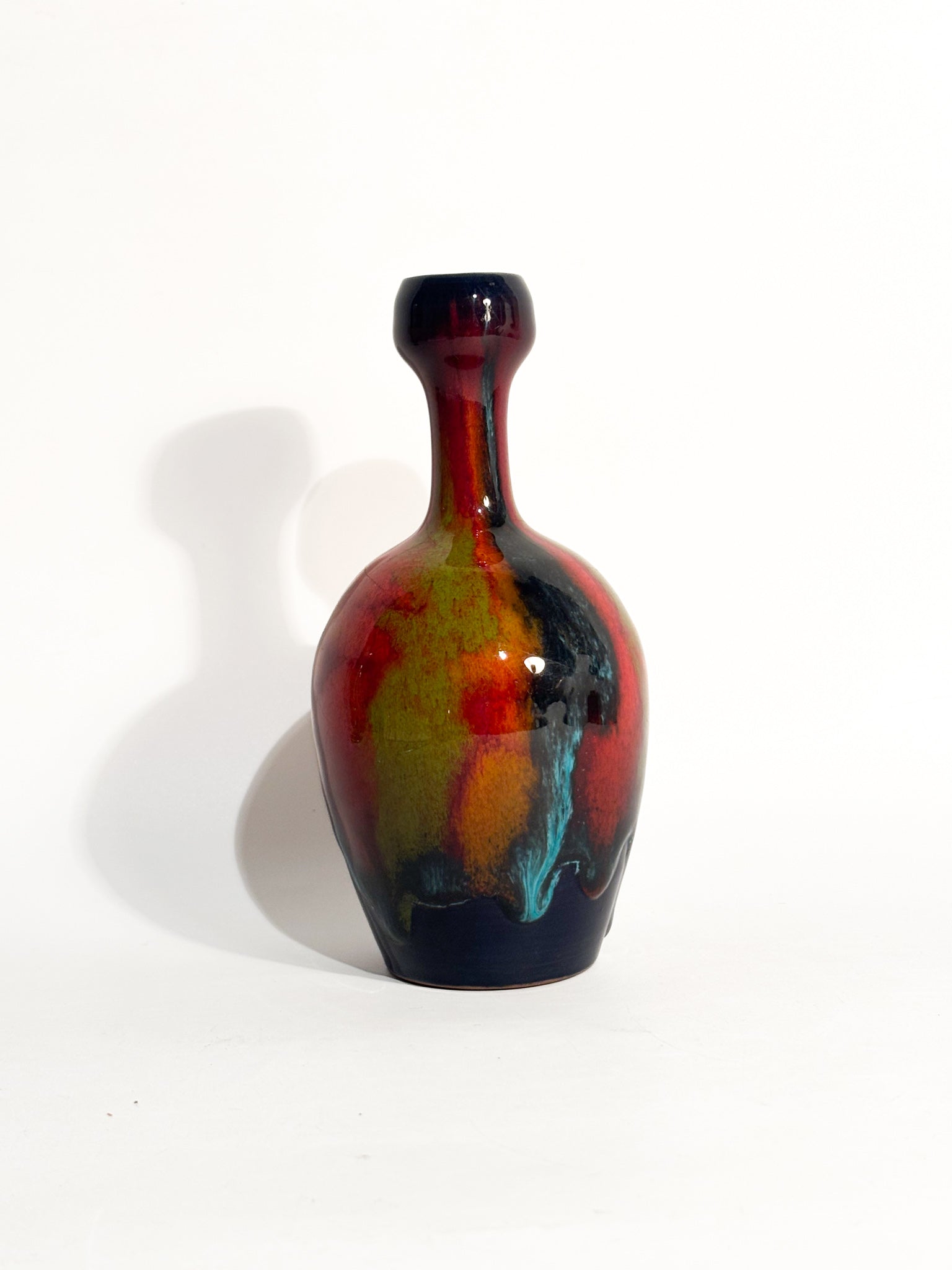 Vasetto in Terracotta Smaltata di Giovanni Poggi per Ceramiche San Giorgio Albissola Anni 70