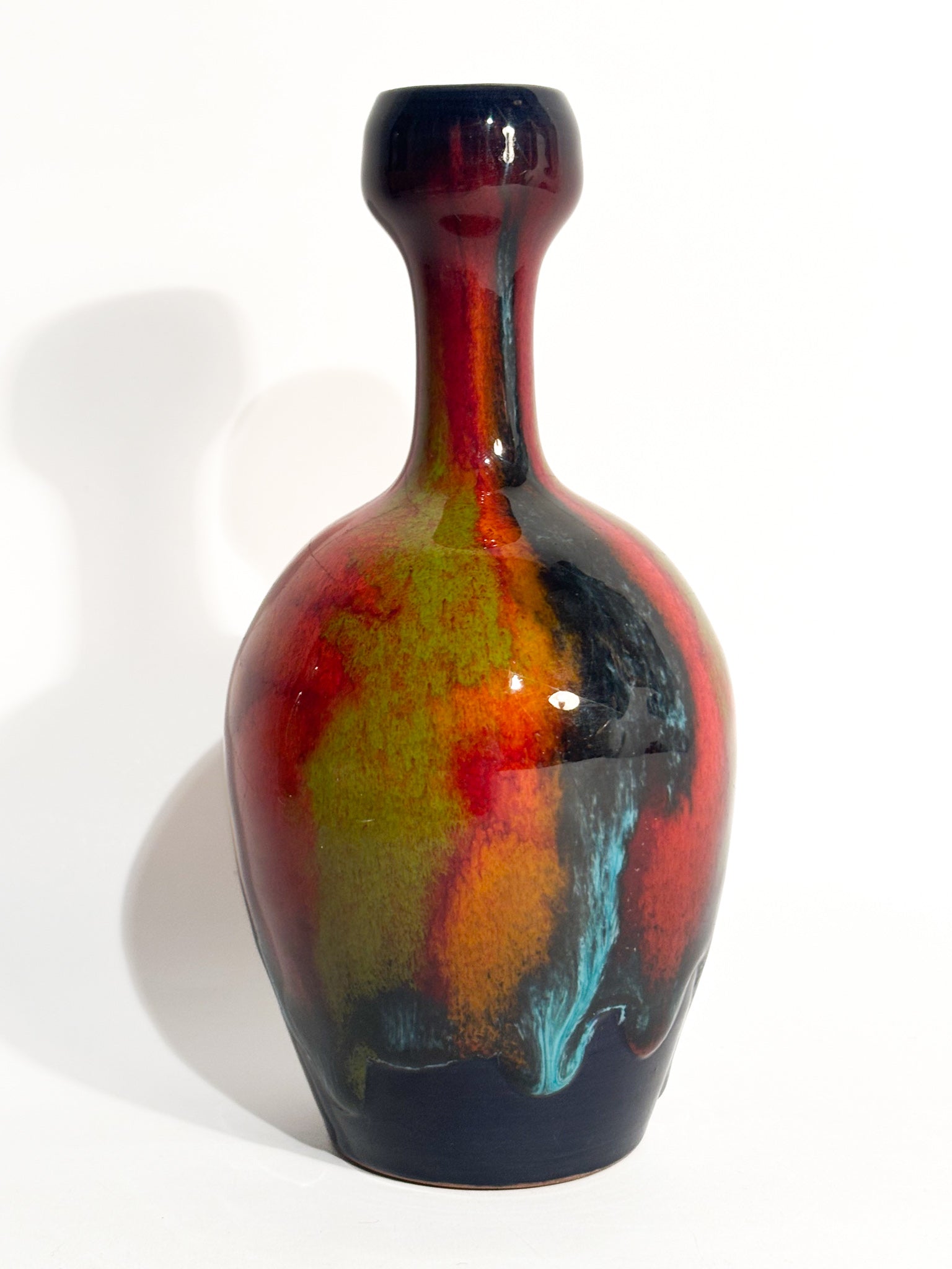 Vasetto in Terracotta Smaltata di Giovanni Poggi per Ceramiche San Giorgio Albissola Anni 70