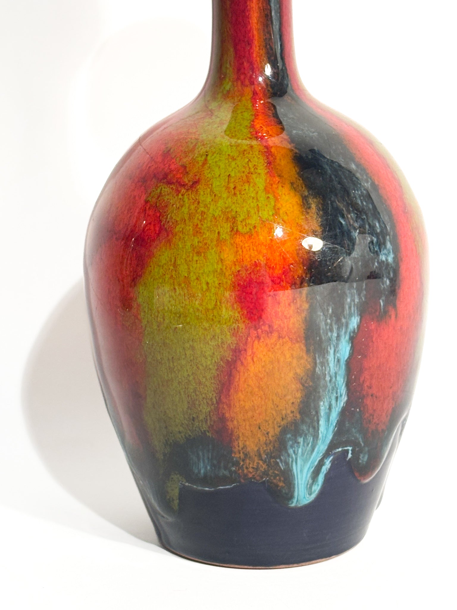 Vasetto in Terracotta Smaltata di Giovanni Poggi per Ceramiche San Giorgio Albissola Anni 70
