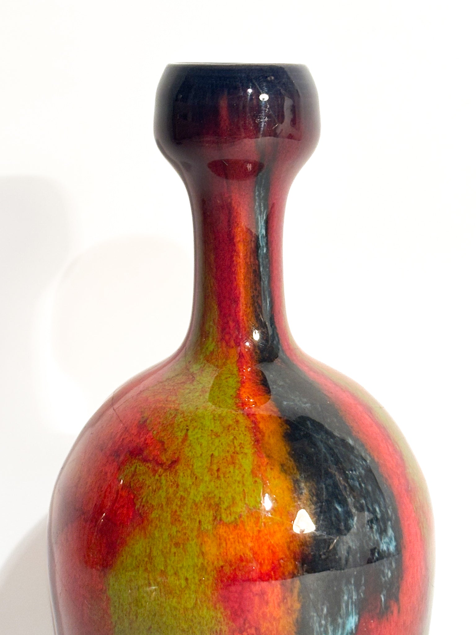 Vasetto in Terracotta Smaltata di Giovanni Poggi per Ceramiche San Giorgio Albissola Anni 70