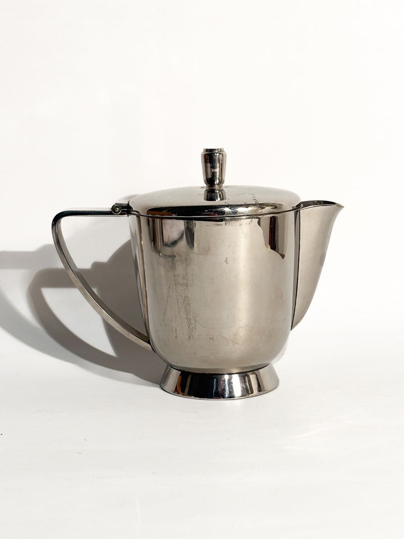 Lattiera e Teiera in Alpacca Argentata di Gio Ponti per Fratelli Calderoni Anni 50