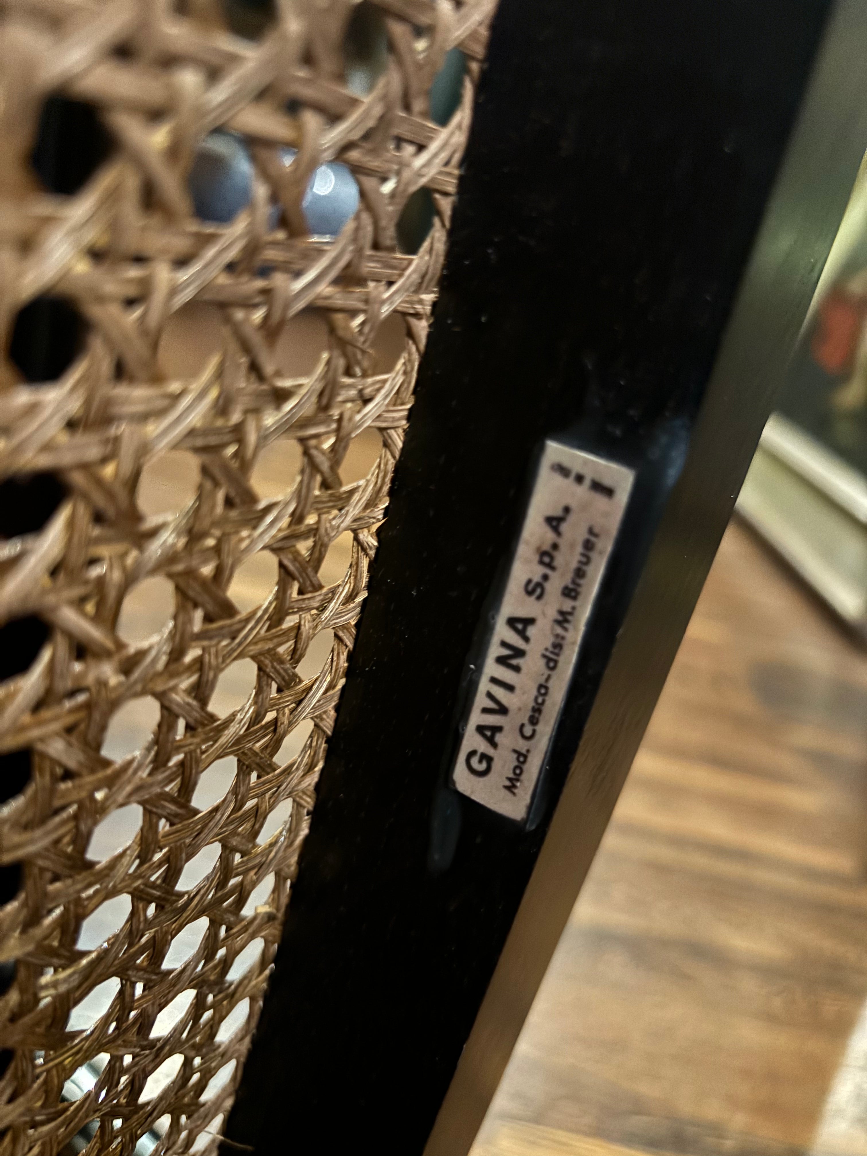 Set of 6 'Cesca' Chairs Designed by Marcel Breuer for Gavina 1960s