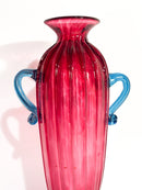 Vaso in Vetro di Murano Soffiato Rosa e Azzurro Anni 60