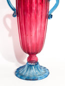 Vaso in Vetro di Murano Soffiato Rosa e Azzurro Anni 60