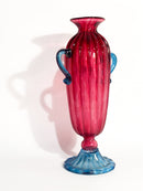 Vaso in Vetro di Murano Soffiato Rosa e Azzurro Anni 60