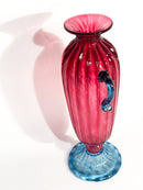 Vaso in Vetro di Murano Soffiato Rosa e Azzurro Anni 60