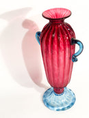 Vaso in Vetro di Murano Soffiato Rosa e Azzurro Anni 60