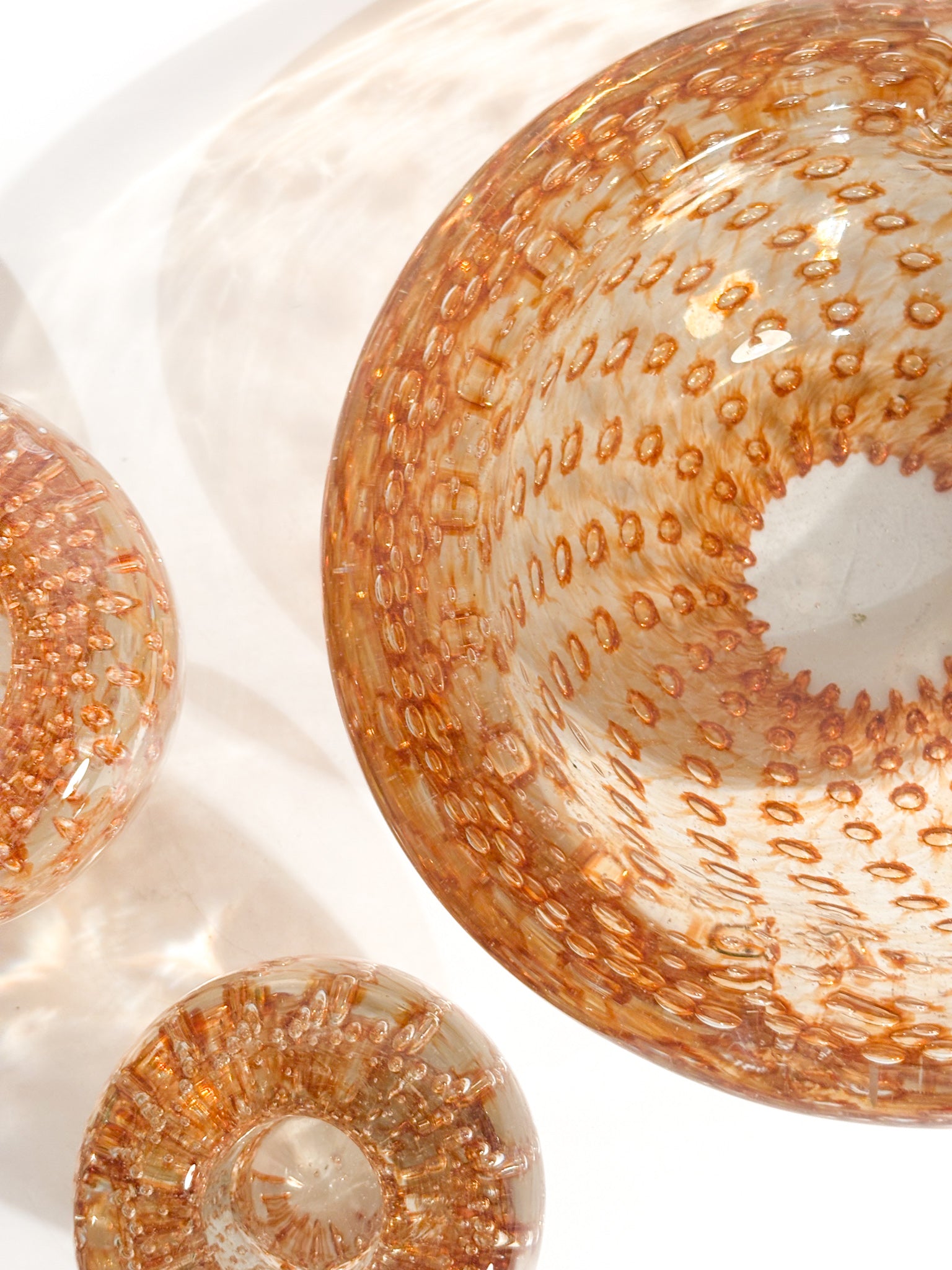 Posacenere e Portacandele in Vetro di Murano Dorato Anni 60