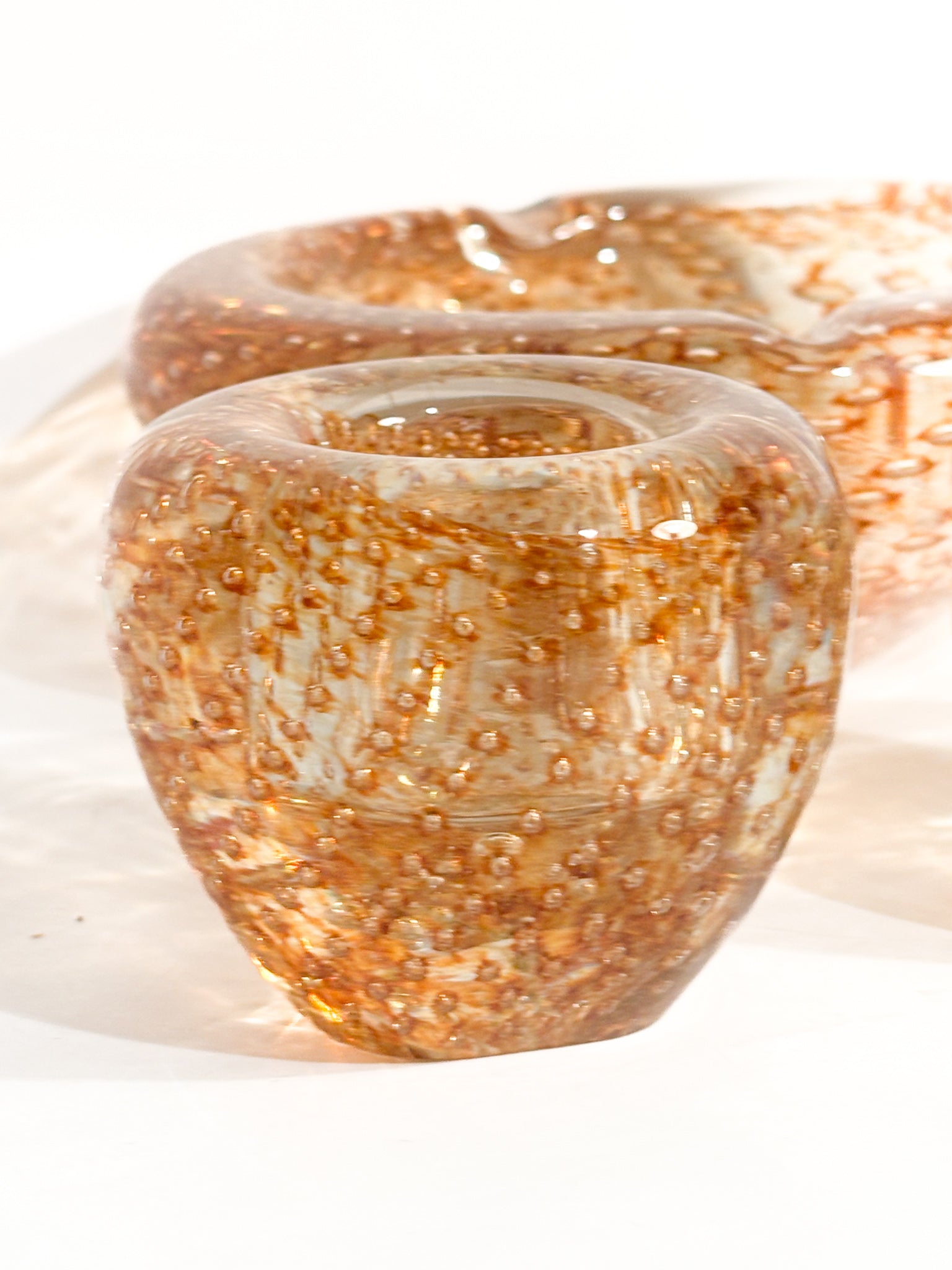 Posacenere e Portacandele in Vetro di Murano Dorato Anni 60