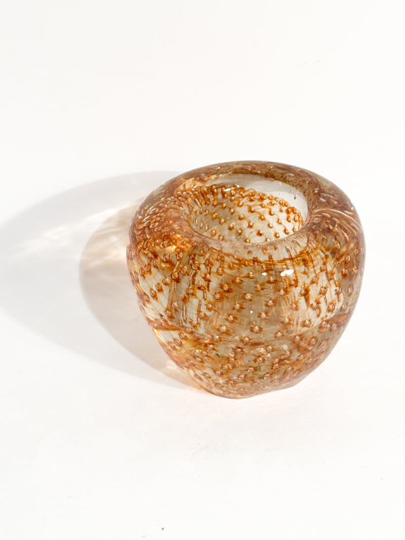 Posacenere e Portacandele in Vetro di Murano Dorato Anni 60