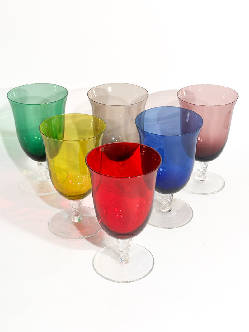 Set da Sei Bicchieri in Vetro di Murano Multicolore Anni 80