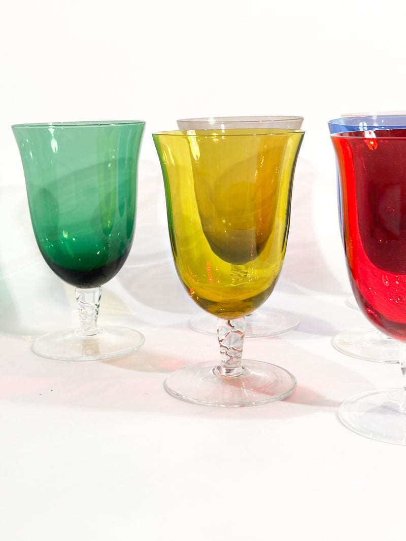 Set da Sei Bicchieri in Vetro di Murano Multicolore Anni 80