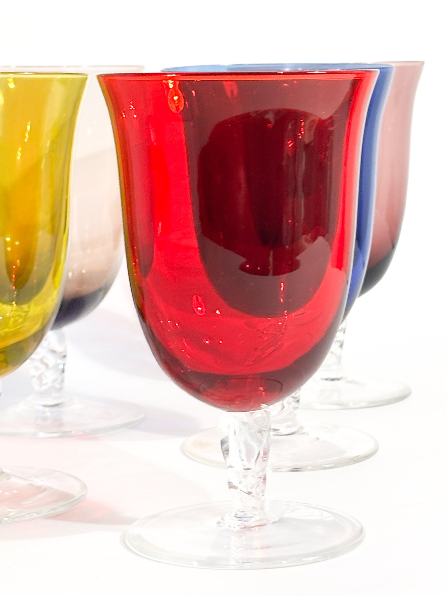 Set da Sei Bicchieri in Vetro di Murano Multicolore Anni 80