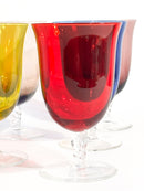 Set da Sei Bicchieri in Vetro di Murano Multicolore Anni 80