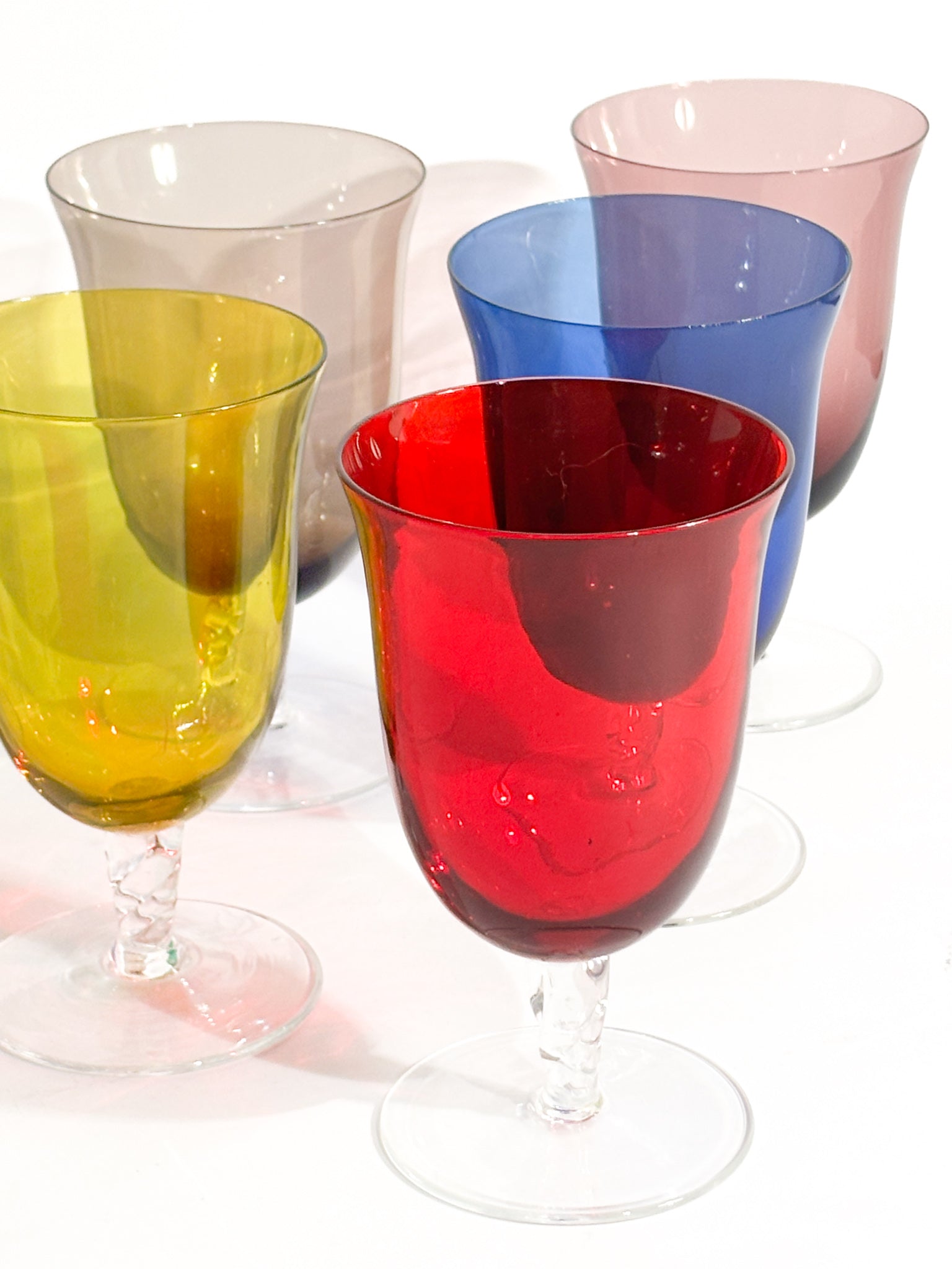 Set da Sei Bicchieri in Vetro di Murano Multicolore Anni 80