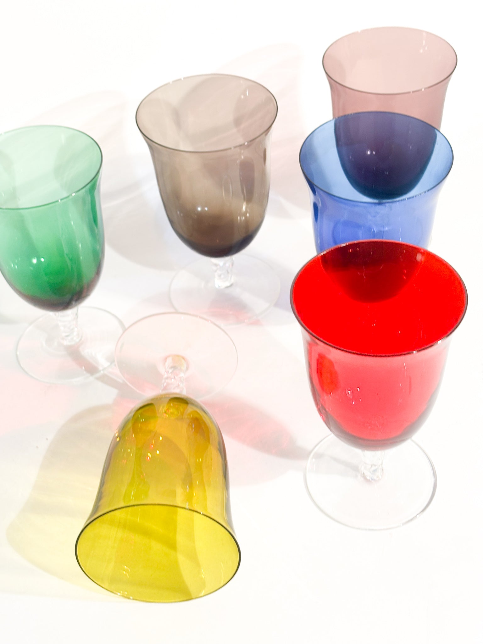 Set da Sei Bicchieri in Vetro di Murano Multicolore Anni 80