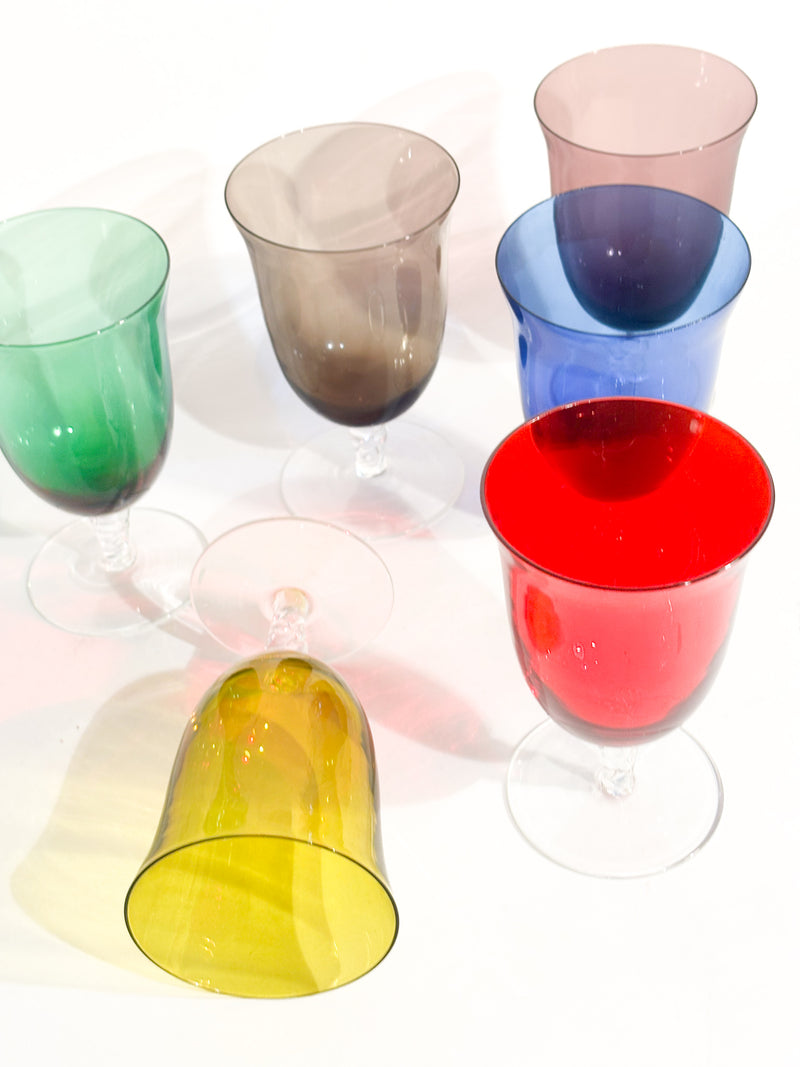 Set da Sei Bicchieri in Vetro di Murano Multicolore Anni 80