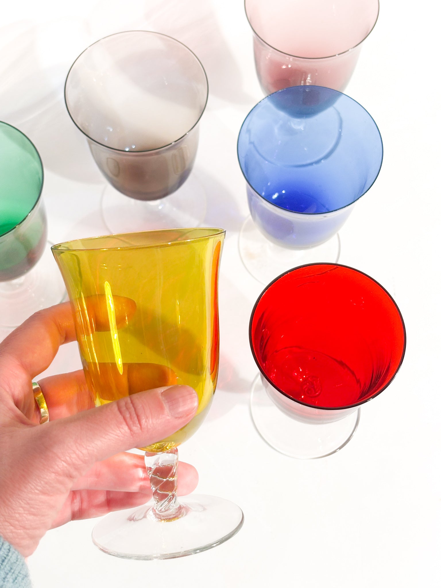 Set da Sei Bicchieri in Vetro di Murano Multicolore Anni 80