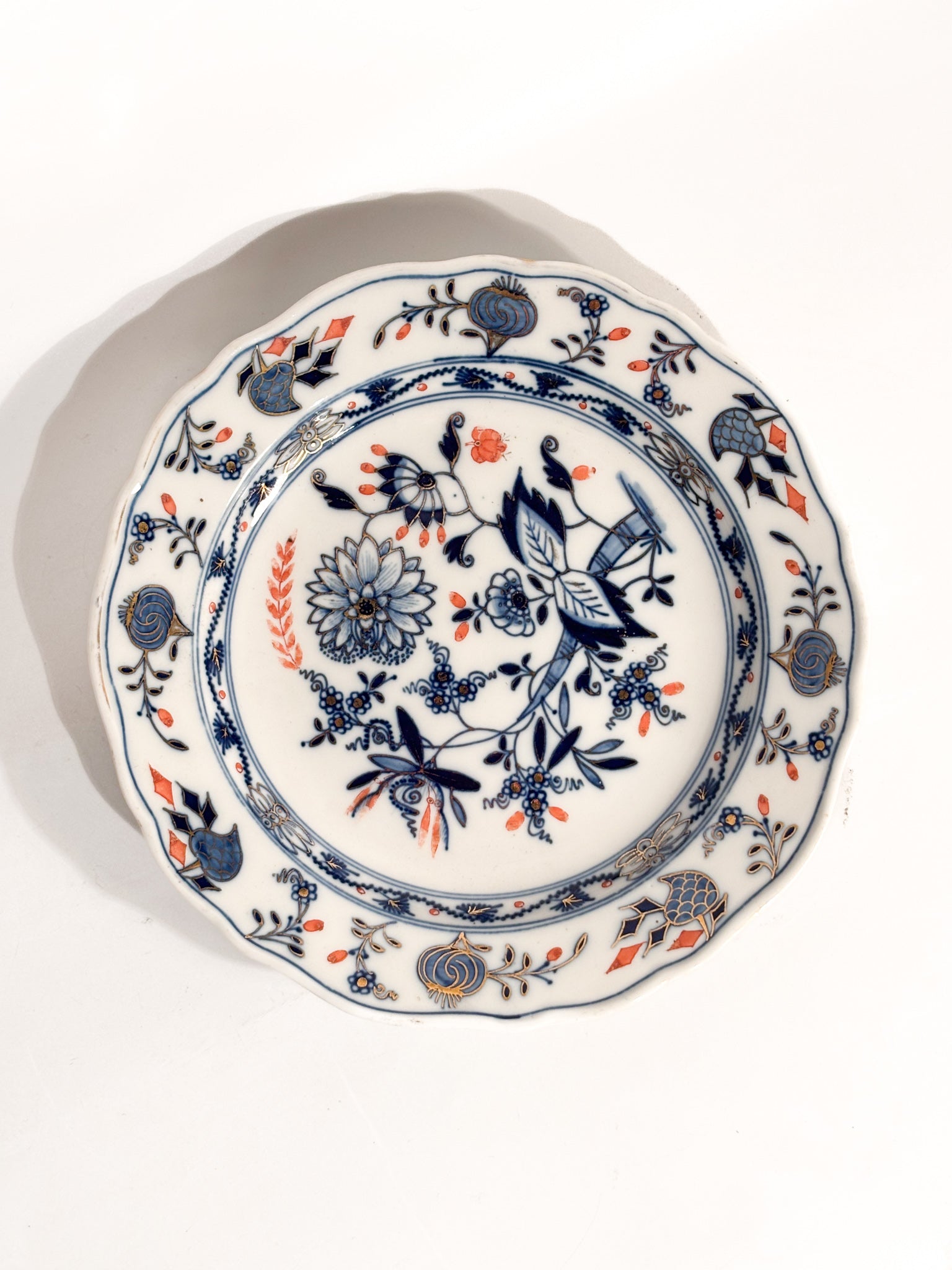 Piatto in Porcellana di Meissen Dipinta a Mano Anni 60