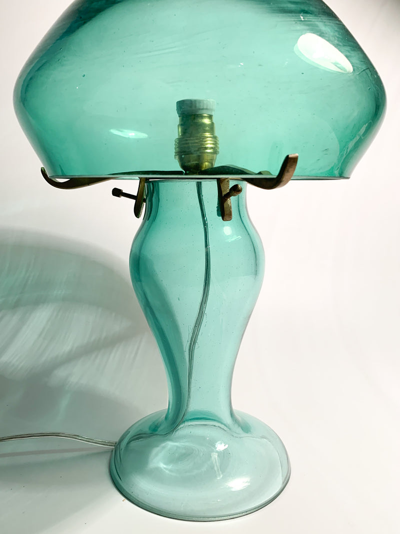 Hand Blown Green Murano Glass Lamp Attributed to Archimede Seguso 1960s