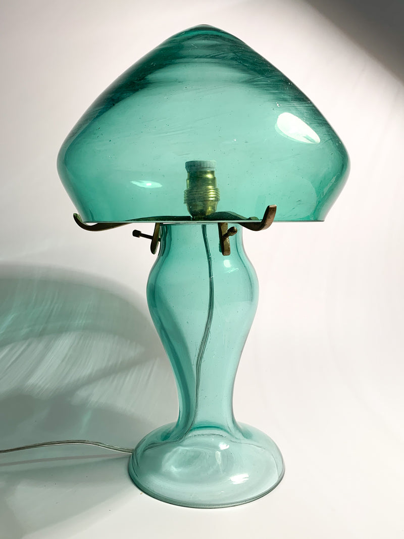 Hand Blown Green Murano Glass Lamp Attributed to Archimede Seguso 1960s