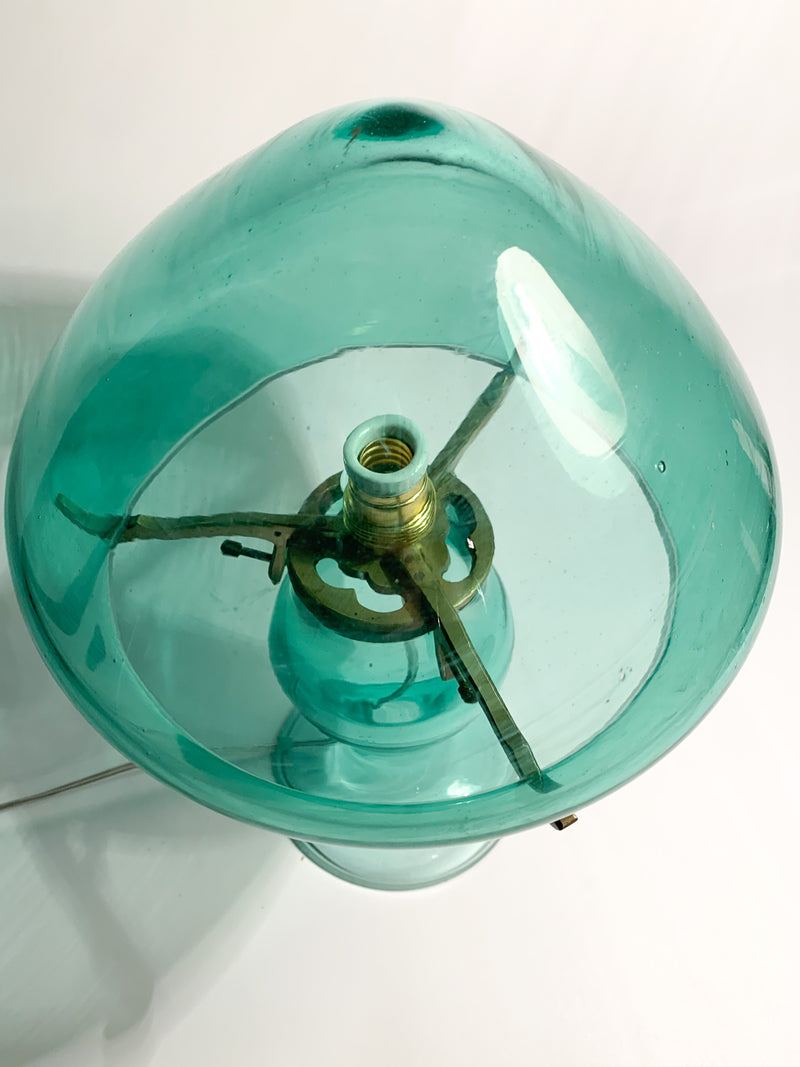 Lampada in Vetro di Murano Verde Soffiata a Mano Attribuita a Archimede Seguso Anni 60