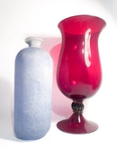 Vaso a Coppa in Vetro di Murano Bordeaux Soffiato a Mano Anni 80