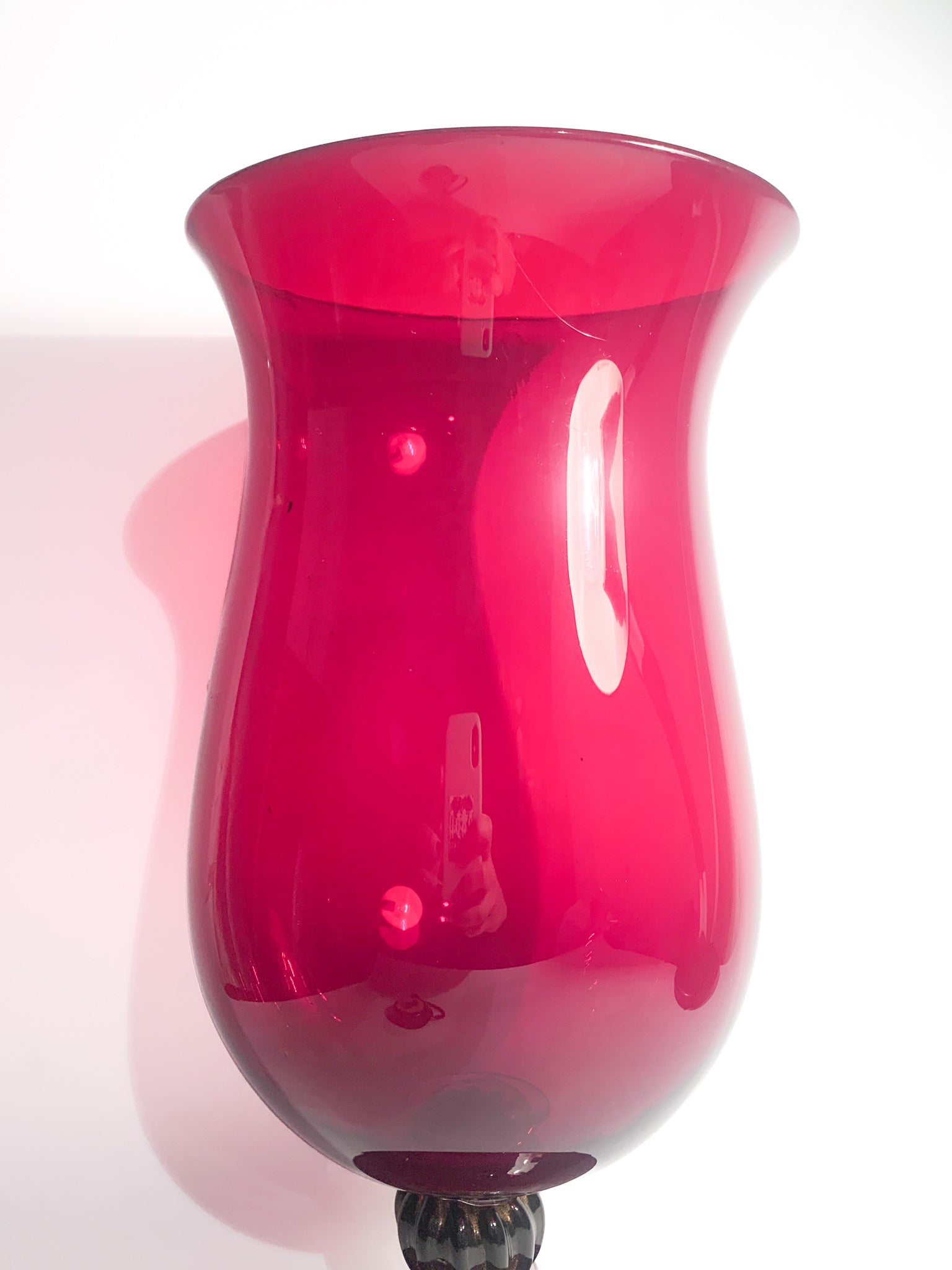 Hand-blown Bordeaux Murano Glass Cup Vase from the 1980s