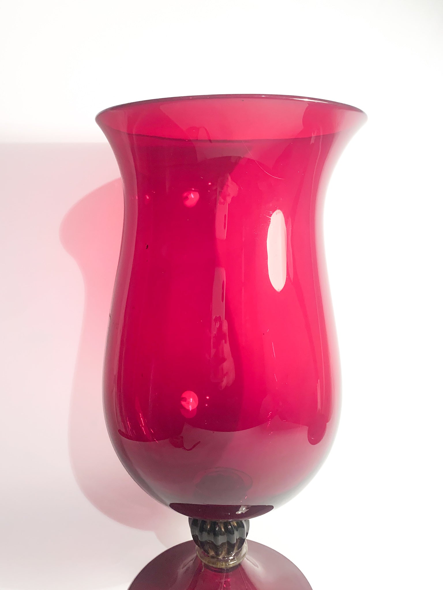 Hand-blown Bordeaux Murano Glass Cup Vase from the 1980s